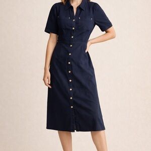 Goelia denim twist side dress